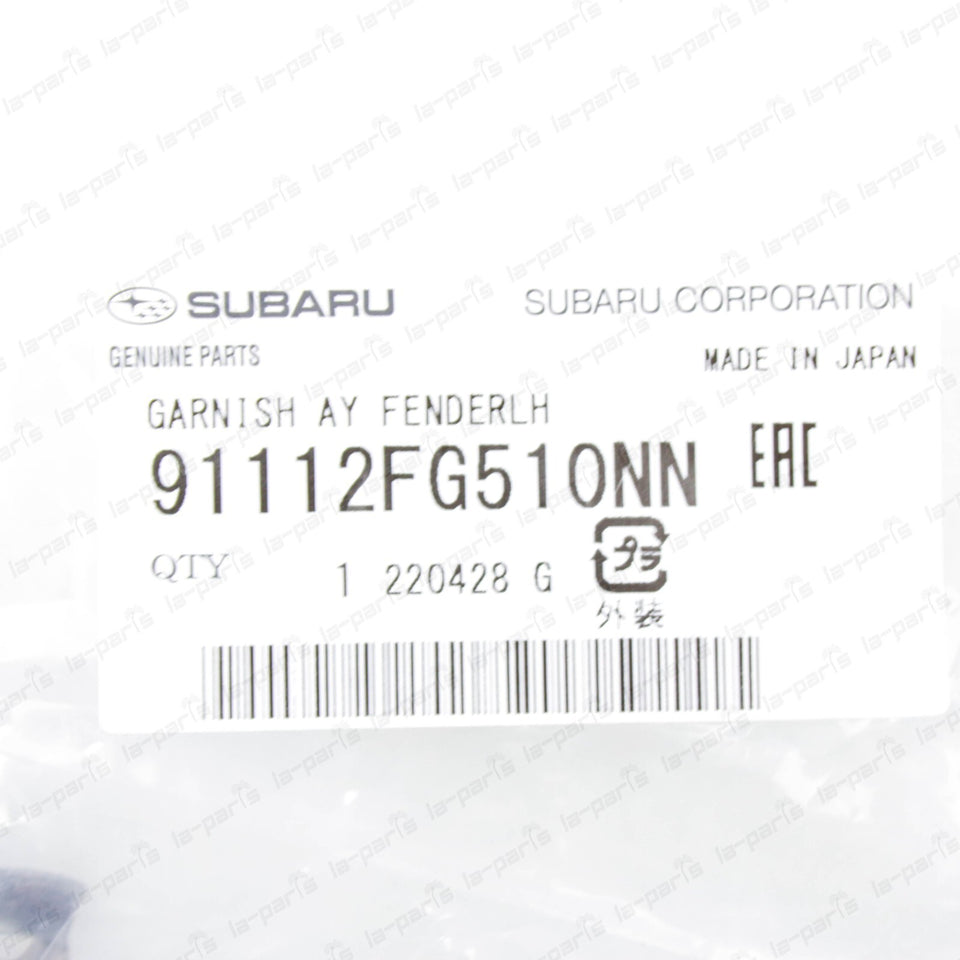 New Genuine 11-14 Subaru WRX STi Front Left Fender Molding Garnish 91112FG510NN9