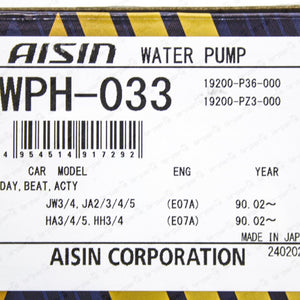 Aisin Water Pump for Honda Beat PP1 Acty HA3 HA4 HA5 HH3 HH5 E07A 19200-P36-000