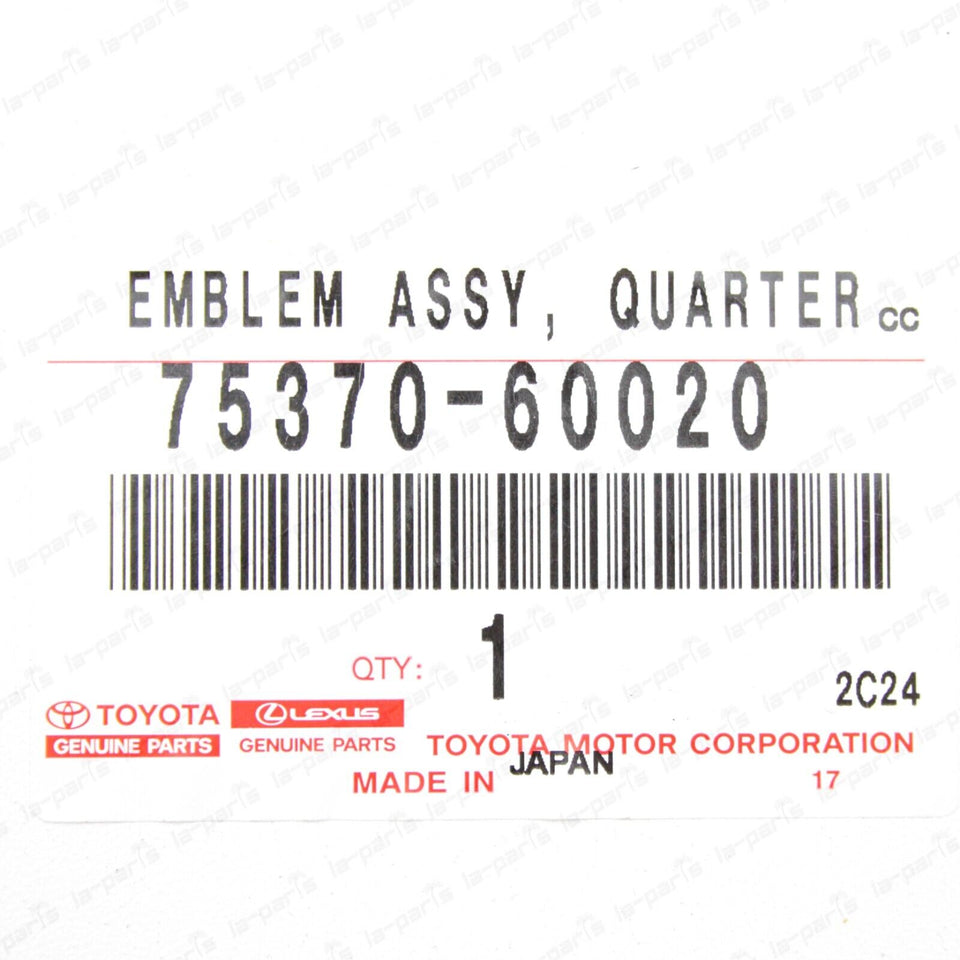 Genuine Toyota 81-90 Land Cruiser BJ60 FJ60 FJ62 Rear Quarter Emblem 75370-60020