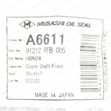 JDM Musashi Japan For Honda Acty HH5 HH6 HA6 HA7 Front Crank & Cam Oil Seals Set