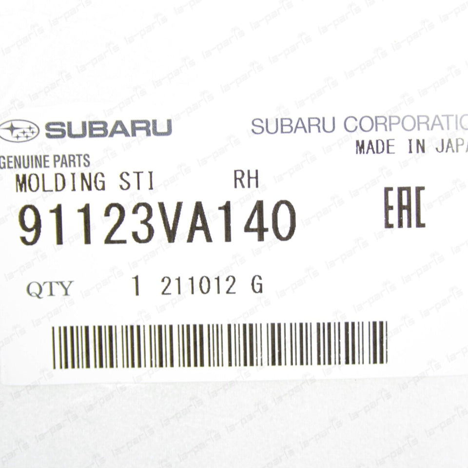 New Genuine OEM Subaru 15-16 WRX STi Black Passenger Fender Emblem Molding Badge